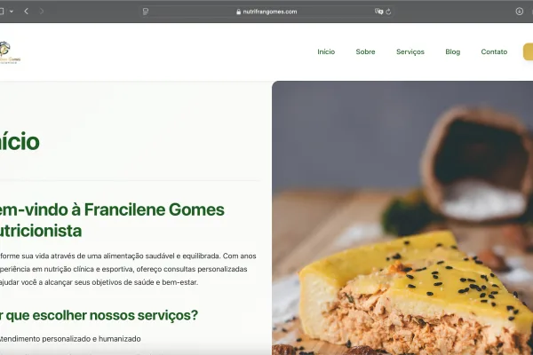 Site institucional para ramo de atividade nutricional